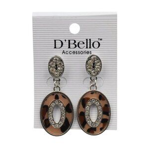 DBello Accessories Leopard Oval Rhinestone Drop Earrings For Women